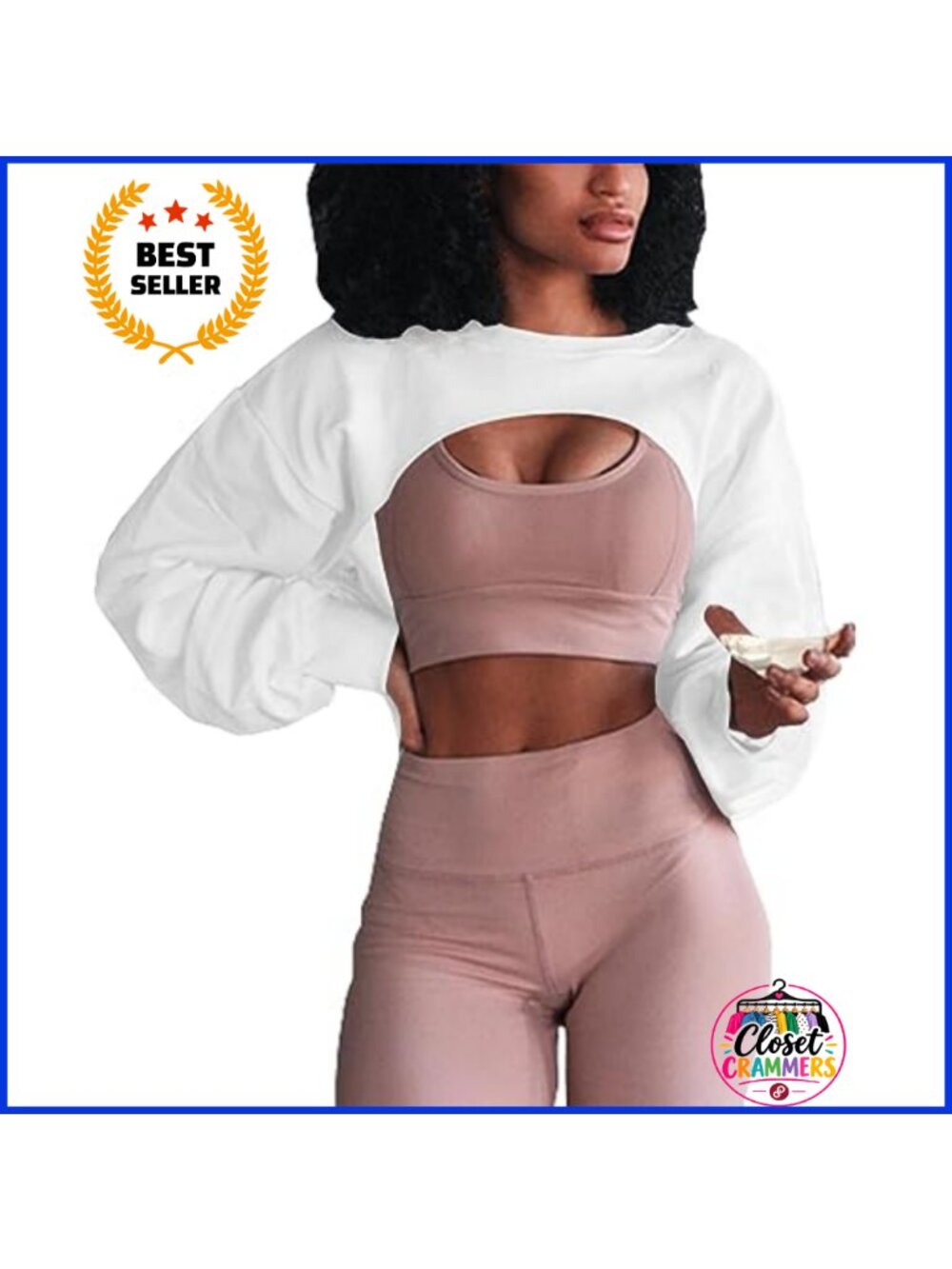 Women's Crewneck Long Sleeve Crop Top Loose Workout Pullover Sweatshirt